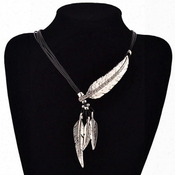 Feather Necklace Statement Necklaces Pendants Vintage Rope Chain Necklace Women Accessories Wholesale Jewelry