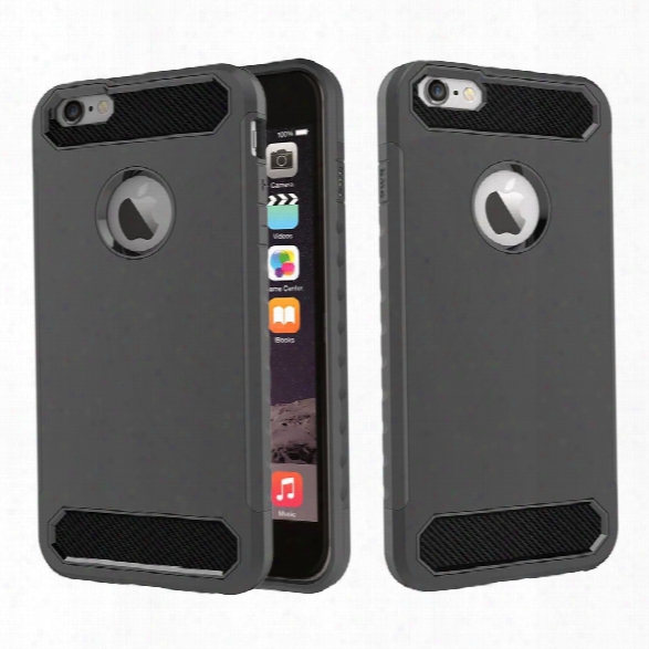 For Iphone 6/6s Shockproof Hard Pc Flexible Tpu Laminated Carbon Fiber Chrome Anti-scratch Protective Case