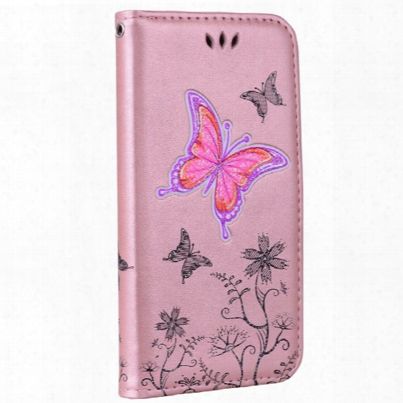 For Samsung Samsing Galaxy A5 2017 Butterfly Pattern Pu Leather Wallet Flip Protective Case Cover With Card Slots