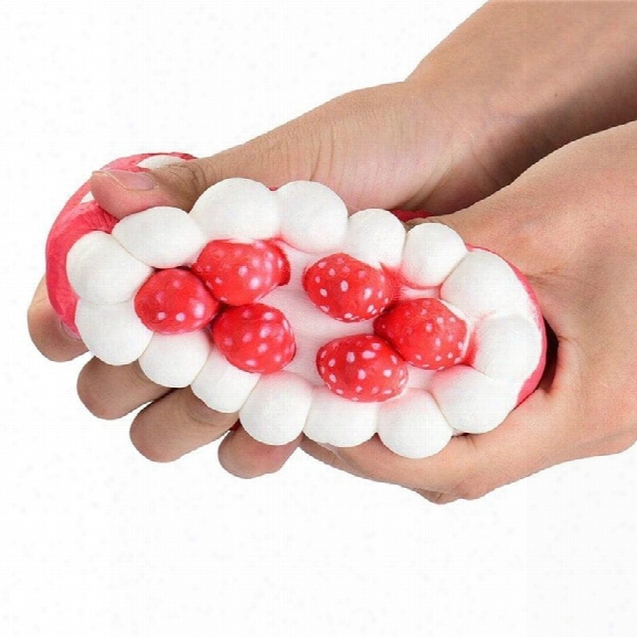 Funny Squishy Toy Made By Enviromental Pu Material Replica Three-tiered Strawberry Cake For Different Age Group