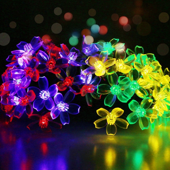 Gmy Lighting Imports 50 Led Multicolor Solar Flower Shaped Christmas String Lights Garden Holiday Party Decor