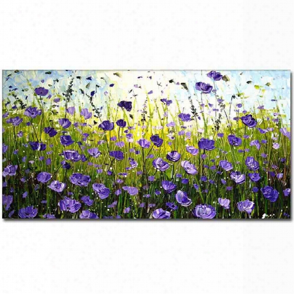 Hand Painted Abstract Purple Field Landscape Oil Painting On Canvas Living Room Bedroom Wall Decor No Framed