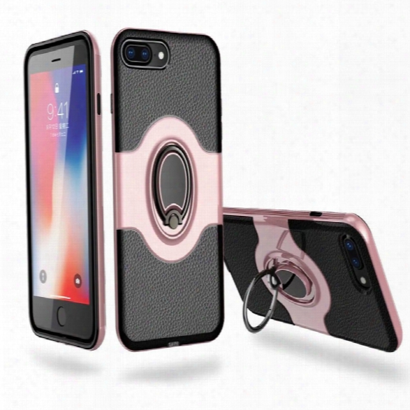 Hybrid Slim Tpu Bumper Protective With 360 Degree Rotating Metal Ring Holder Kickstand Case For Iphone 8 Plus