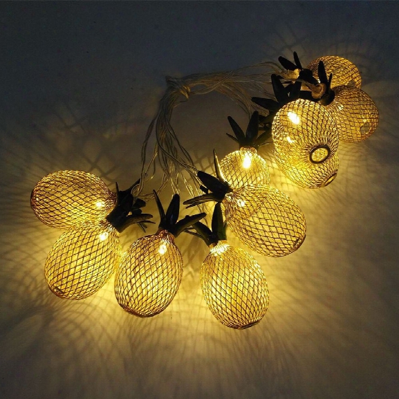 Iron Golden Pineapple String Lights Fairy Led Home Decor Light Home Garden Of Battery Powered 1.6m 10 Led