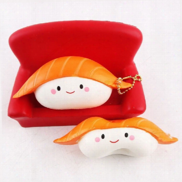 Kawaii Squishy Rice Ball Salmon Sushi Slow Rising Pendant Phone Straps Vividly Japan  Style Soft Keychain Kid Toy Gift