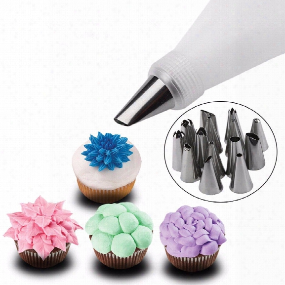 Kitchen Accessories Icing Piping Cream Pastry Bag Stainless Steel Nozzle Set Diy Cake Decorating Tips