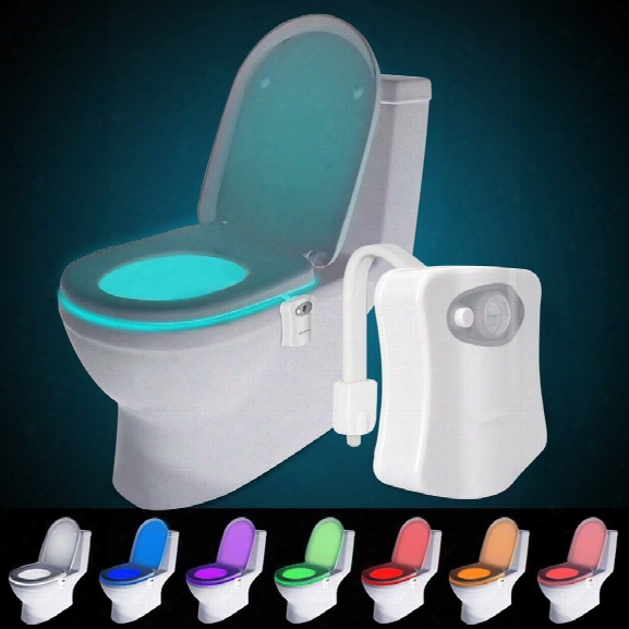 Kwb Motion Activated Toilet Night Light 8 Color Changing Led Toilet Seat Light Motion Sensor Toilet Bowl Light