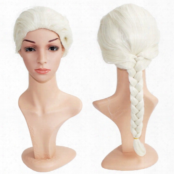 Long Braided Ponytail Women Wig For Cosplay Costume Hair Party Wedding And Daily Use With Free Wig Cap Snow White