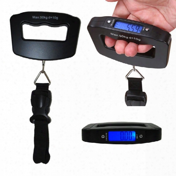 Mini Electronic Scale 10g- 50kg Capacity Hand Carry Luggage Digital Weighing Device Thermometer With Lcd