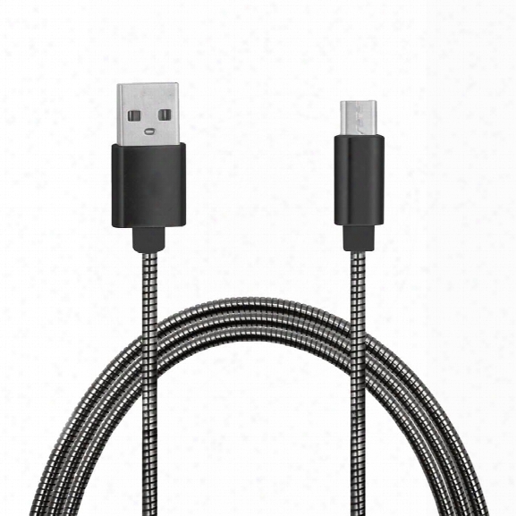 Minismile 2.4a Quick Charge Stainless Steel Spring Micro Usb To Usb Charging Cable With High-speed Data Transmission 1m