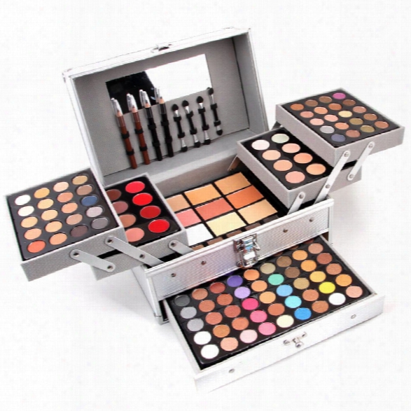 Miss Rose 190 Colors Makeup Set Piano Aluminum Box Eyeshadow Powder Lip Gloss Blush Multifunctional Cosmetic Tool