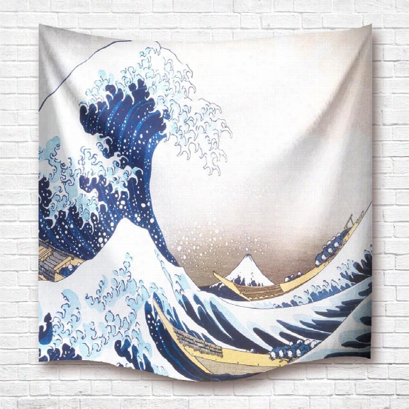 Nachikawa Waves 3d Digital Printing Home Wall Hanging Nature Art Fabric Tapestry For Dorm Bedroom Living Room Decoration