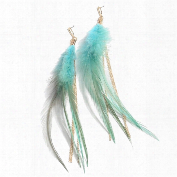 New Arrival Leaf Bohemian Alloy Ethnic Jewelry Feather Earrings Black Blue Women Brincos Long Earrings Female