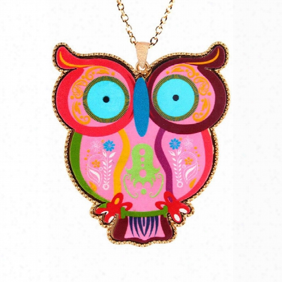 New Arrive Original Ddesingns Fashion Tole Painting Jewelry Cartoon Animal Style Owl Link Chain Pendant Necklaces