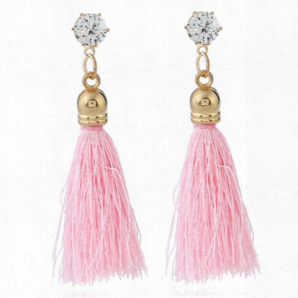 New Fashion Bohemia Ethnic Style National Decoration Rhinestone Crystal Colorful Women Drop Tassels Earrings