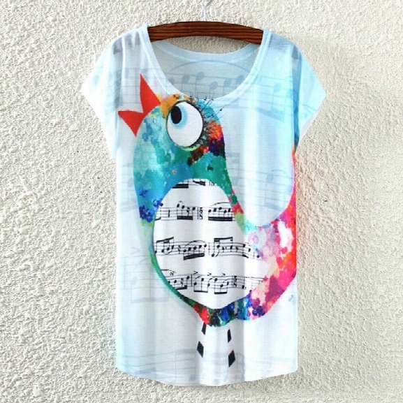 New Summer Batwing Tops Woman Short Sleeved Loose Elegant Big Size T-shirt Graphic Digital Print Blouses All Match Casua