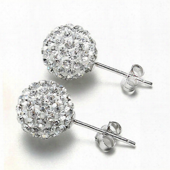New Womens Fashion Girls Trending A Pair Of Rhinestone Cz Flower Bud Ball Stud Earrings Diamond Crystal Hypoallergen