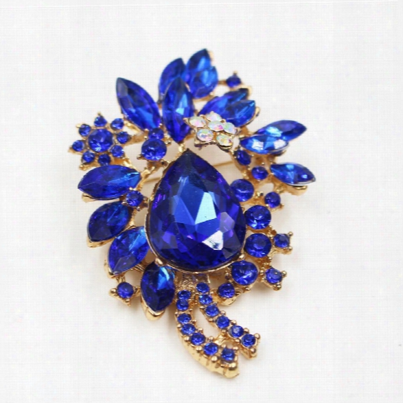 Newest Luxury Flower Brooch For Women Girl Colorful Rhinestone Scarf Femininos Wedding Party Dress Brooch Pin Jewelry