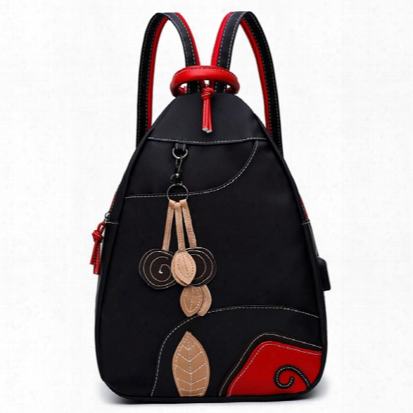 Nylon Backpack Backpack Female Embroidery Fashion Small Fresh Multifunctional Handbag Shoulder Bag Large Travel Bag