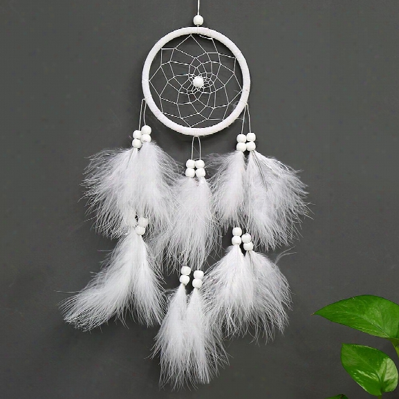 Oc3026 Creative New White Dream Catcher White Feather Wall Hang Fashion Home Decoration Children Gift (white Color)