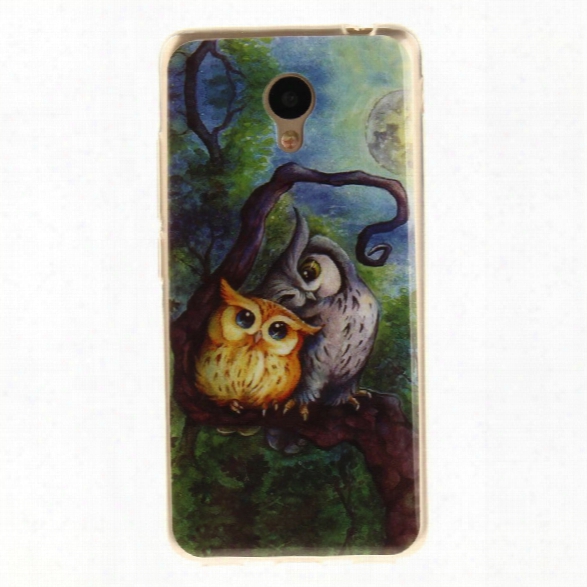 Oil Painting Owl Soft Clear Imd Tpu Phone Casing Mobile Smart Cover Shell Case For Meizu M5c / 5c / A5 Charm Blue A5