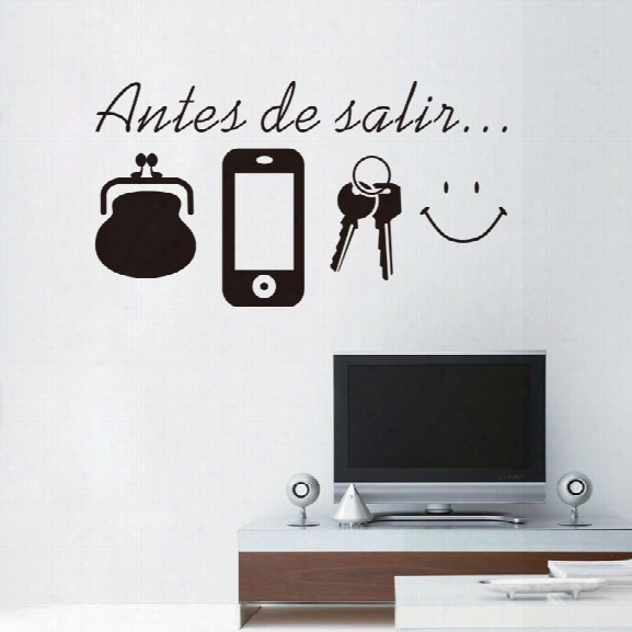 Phone Keys Wallet Spanish Vinyl Wall Stickers Spain Language Wall Decals Mural Espanol Laugh Face Home Decor Outdoor