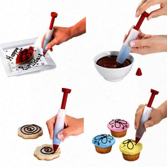 Silicone Food Writing Pen Chocolate Decorating Tools Cake Mold Cream Cup,cookie Icing Piping Pastry Nozzles Kitchen Acce