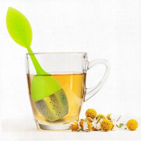 Silicone Leaf Handle Tea Infuser With Stainless Steel Strainer Filter For Loose Tea Fennel Tea Herbal Tea Green