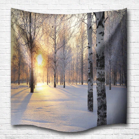 Snow Tree Dawn 3d Digital Printing Home Wall Hanging Nature Art Fabric Tapestry For Bedroom Living Room Decorations