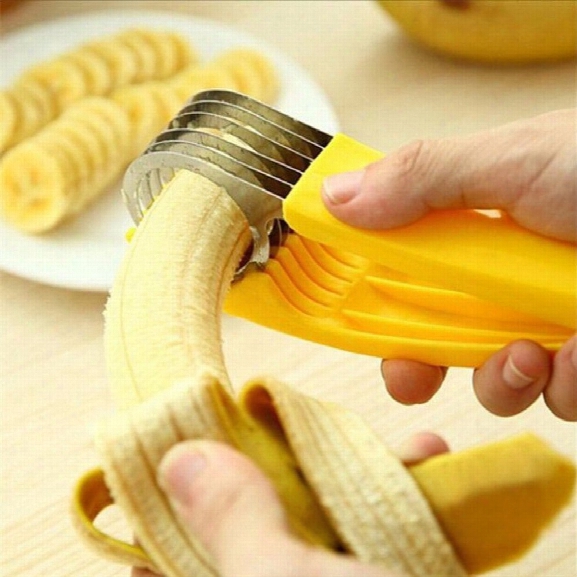 Stainless Steel Banana Slicer Fruit Cutter Cucumber Chopper Salad Blade Ham Sausage Slicer Home Kitchen Tools