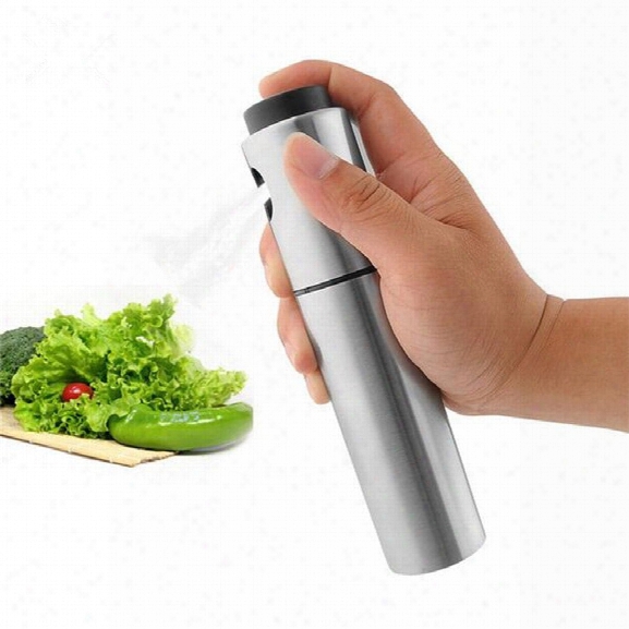 Stainless Steel Olive Spraying Bottle Thumb Push Sprayer Oil Pump Can Pot Kitchen Gadget Salt Pepper Grinder Cookware