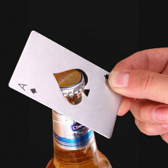 Stainless Steel Poke Card Bottle Opener Fashional Creative Spades Ace Shape Elegant Beer Opener For Ktv Kitchen Bar Too