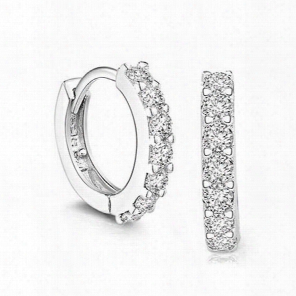 Sterling Silver Zircon Stone Hoop Earrings For Women Classic Earrings For Women Sterling Silver Jewelry Ewh