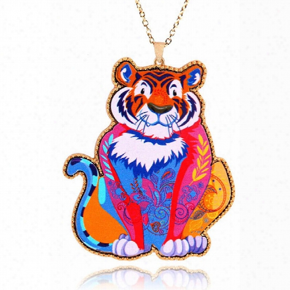 The Latest Arrival Trendy Brand Design Acrylic Jewelry Tiger Pendant Necklace Woman Girl Fashion Accessories