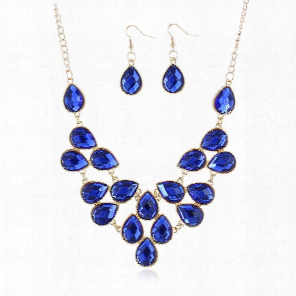 Top Pendants Necklace Set For Women Exquisite Rhinestone Pendant Necklace Fashion Big Crystal Carpet Collar Jewelry