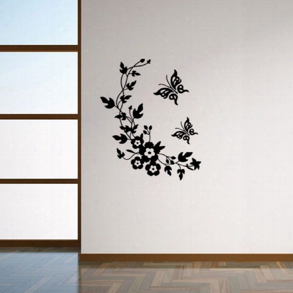 Vine Flower Vinyl Removable Wall Sticker Toilet Sticker Butterfly Floral Decals Washroom Sticker Home Decor