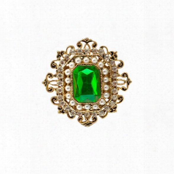 Vintage Brooches Pin With Large Cz Stone Pendent Waterdrop Rhinestone Unique Red Jewelry Green Jewelry 4 Colors