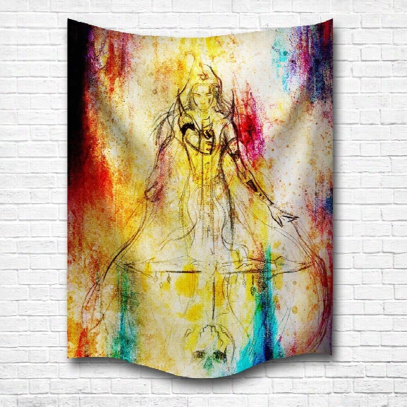 Watercolor Woman Warrior 3d Digital Printing Home Wall Hangin Nature Art Fabric Tapestry For Bedroom Decorations