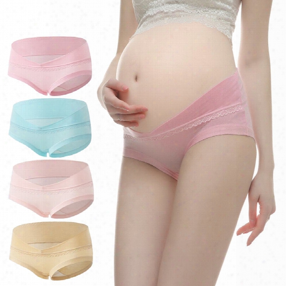 Women's Pregnancy Underwear Cotton Maternity Panties Under The Bump Briefs Wide Leg-band Underpants Hipsters 4-pack