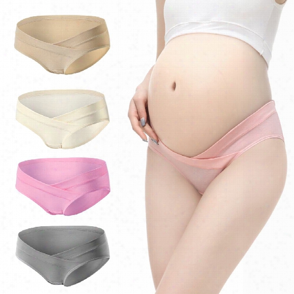 Women's Pregnancy Underwear Cotton Maternity Panties Under The Bump Briefs Crossover Design Underpants Hipsters 4-pack