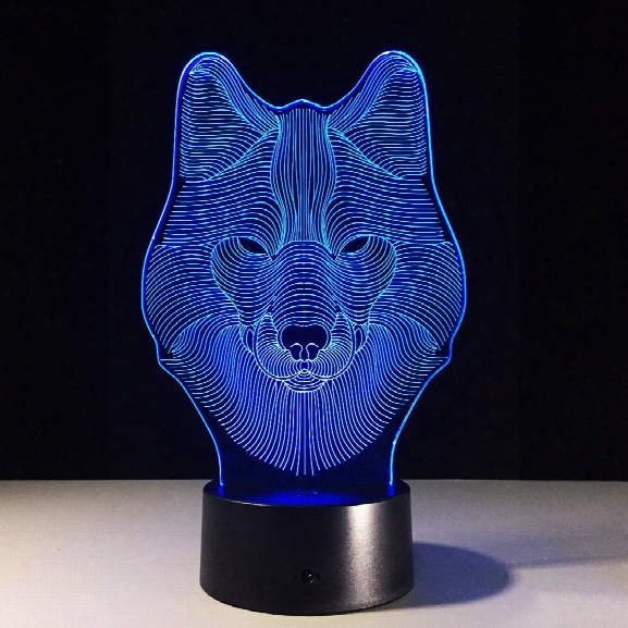 Yeduo Animal Wolf Decor 3d Led Nightlights Colorful Wolf Design Table Lamp Teen Wolf Illusion Lights Bedroom Modern Deco