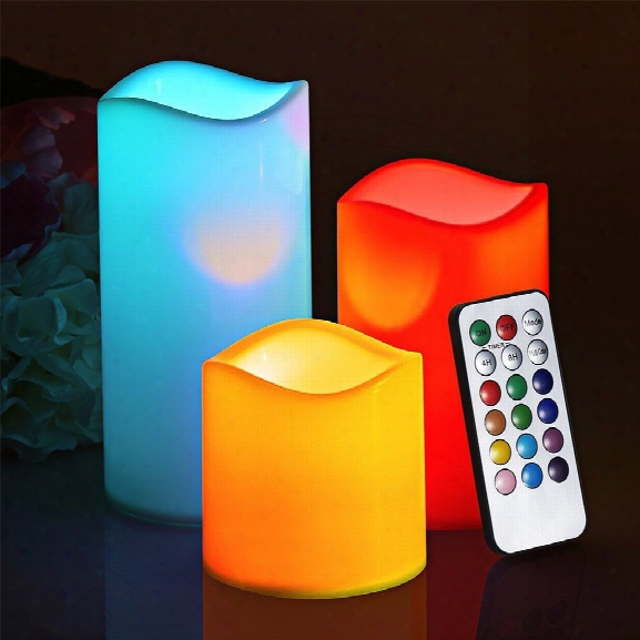 Youoklight 3pcs 1w Dc5v 12 Color Led Smokeless Flickering Electronic Candles Light No Batteries Included