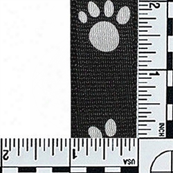 #400: 1 Inch Flat Nylon Webbing: Blackwith Reflective Paws