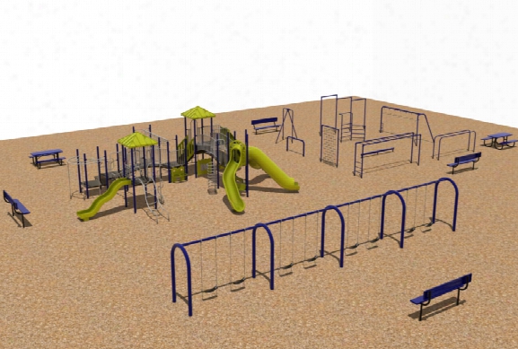 Complete Playground And Fitness Course Swings Tables Benches