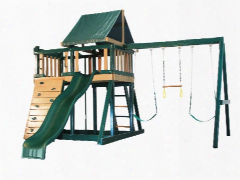 Congo Monkey Wooden Swing Set Design 1 - Green And Cedar