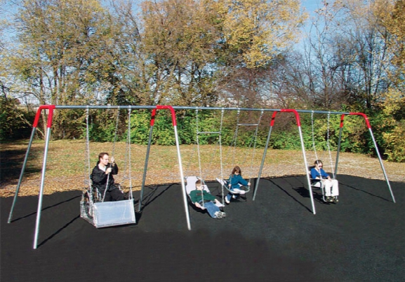 Heavy Duty Accessible Swing Frame With 2 Platform Swings