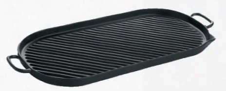 Large Oval Cast Iron Grill With Handles - 14.75 Inch