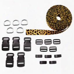 Pet Collar Kit (5 Collars, Leopard Picture Quality Polyester)