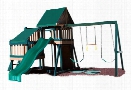 Congo Monkey Wooden Swing Set Design 2 - Green And Cedar