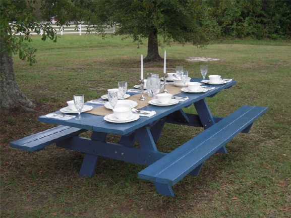 Wg American Made Hand Stained Heavy Duty 8 Foot Picnic Table